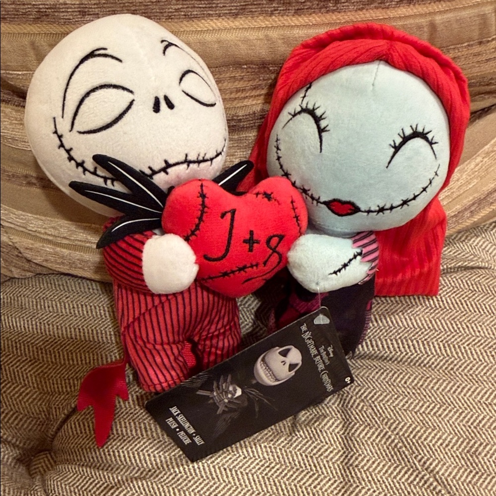 Jack and Sally Plush Dolls with Heart